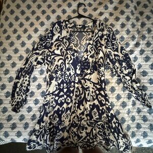ZARA Blue and White Patterned Dress
